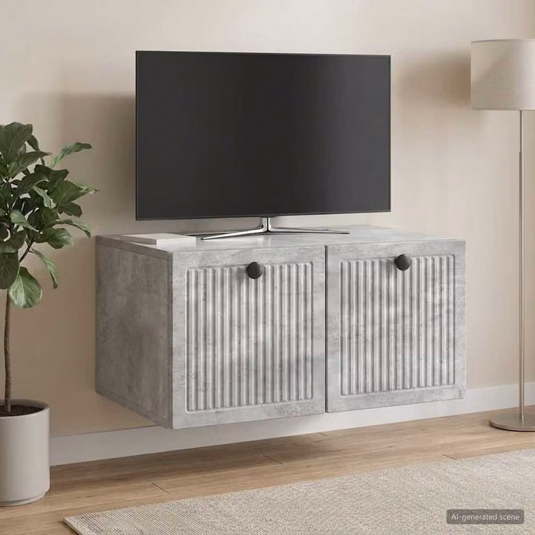 Mobile Porta TV da Muro vidaXL Moderno in MDF Grigio Cemento L: 59,5 cm, P: 41 cm, H: 30 cm