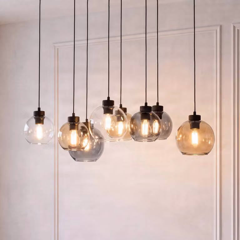 Lampada a sospensione in vetro Cubus TK Lighting, dimmerabile, Chiaro / Trasparente, Soggiorno / Sala da pranzo, Vetro, Moderno, Lampada a sospensione