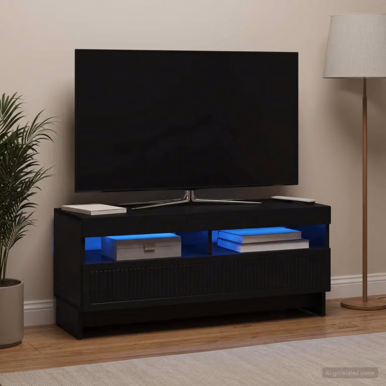 Mobile TV LED vidaXL Nero con illuminazione integrata L/P/H: 100 x 35 x 43 cm