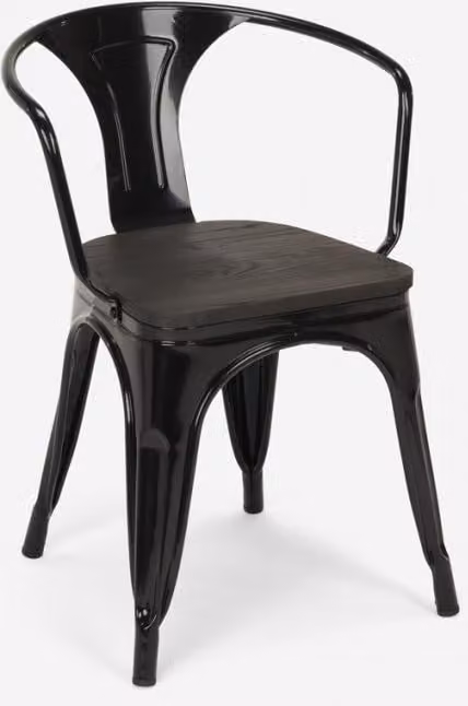 sedie metallo legno sedia stile industriale per bar cucine acciaio legno braccio - Nero