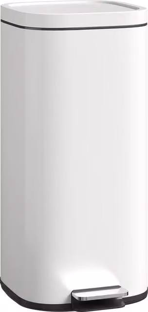 Pattumiera da cucina HOMCOM a pedale con coperchio soft-close e finitura anti-impronta, colore bianco, capacità 30 L