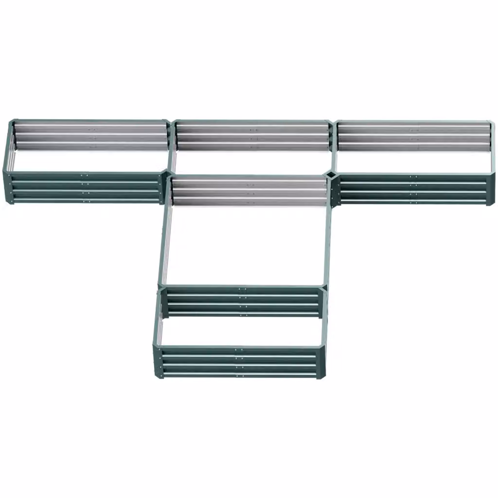 Set di 5 Fioriere Quadrate Minimal in Acciaio per Giardino e Orto, Colore Verde – 2