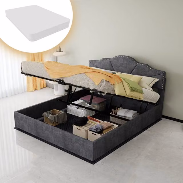 letto moderno in tessuto e metallo grigio 160 x 200 cm