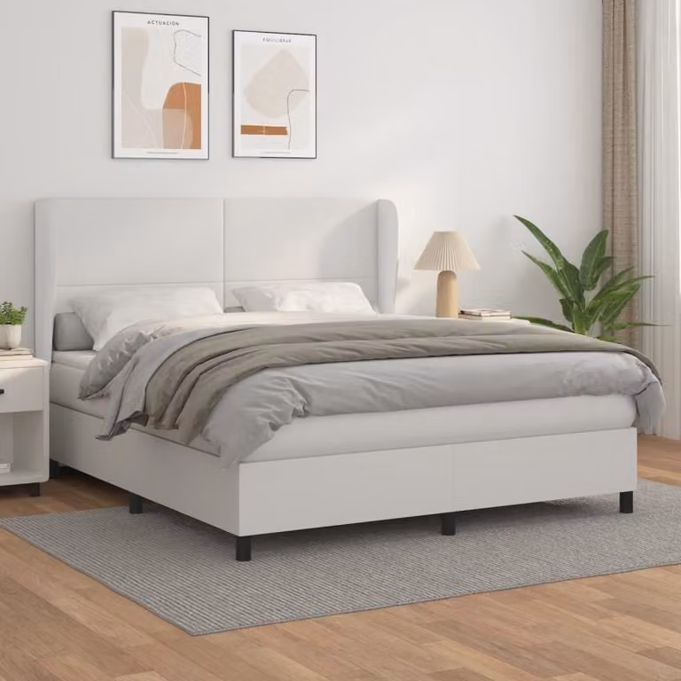 Maison Exclusive - Giroletto a Molle con Materasso Bianco 180x200 cm in Pelle finta