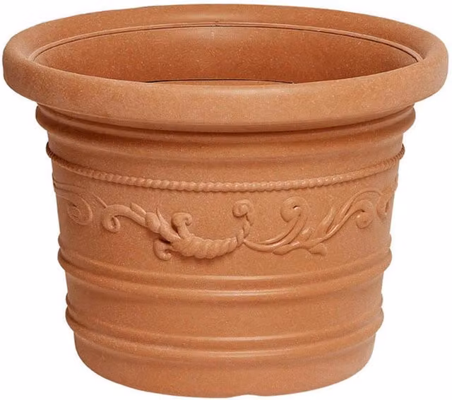 Vaso in plastica marrone Bauer Prestige con design festonato, Ø 80 cm x H 60 cm