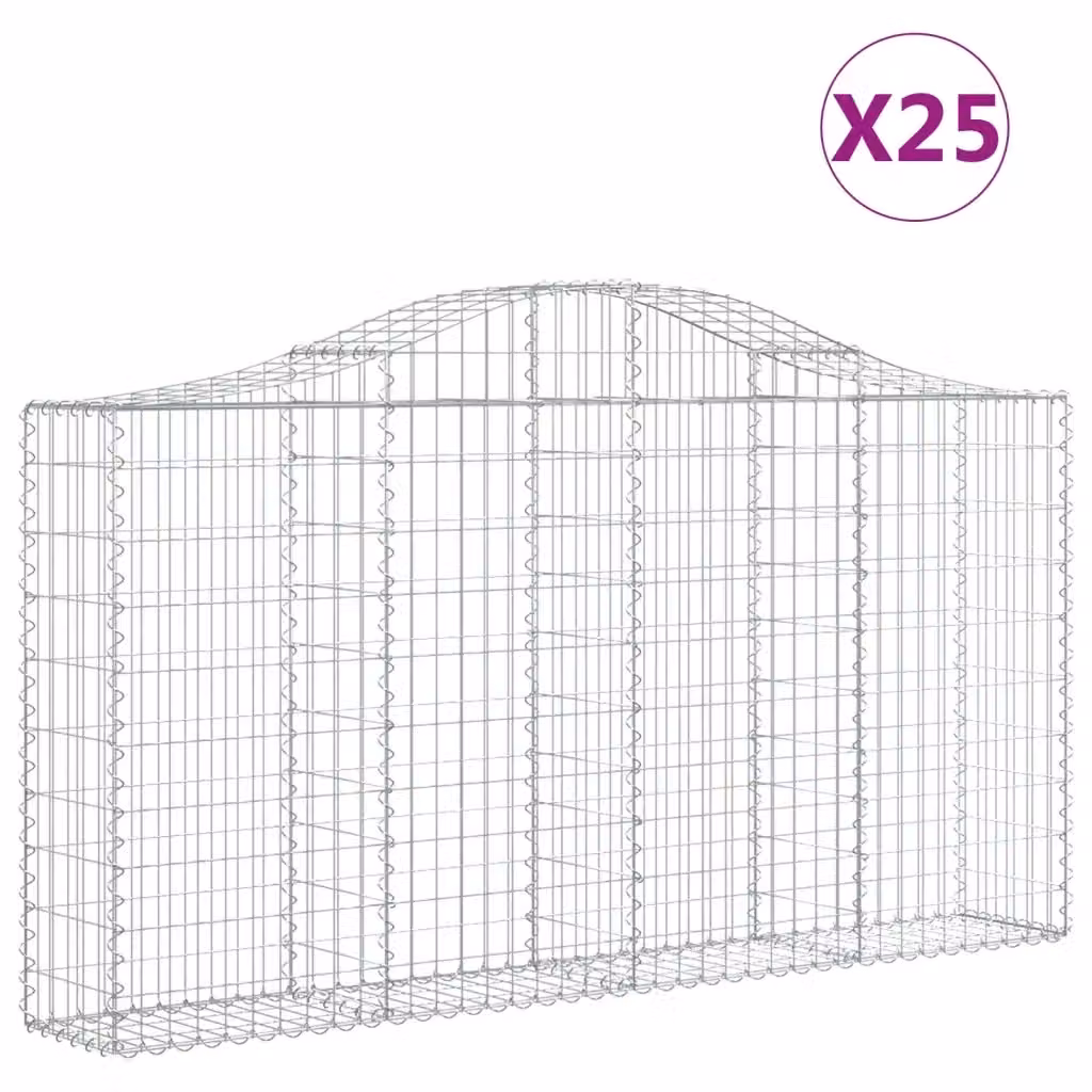 Set di 25 Cesti Gabbioni ad Arco Videx in Acciaio Zincato Colore Argento L: 200 cm, P: 30 cm, H: 100/120 cm – 2