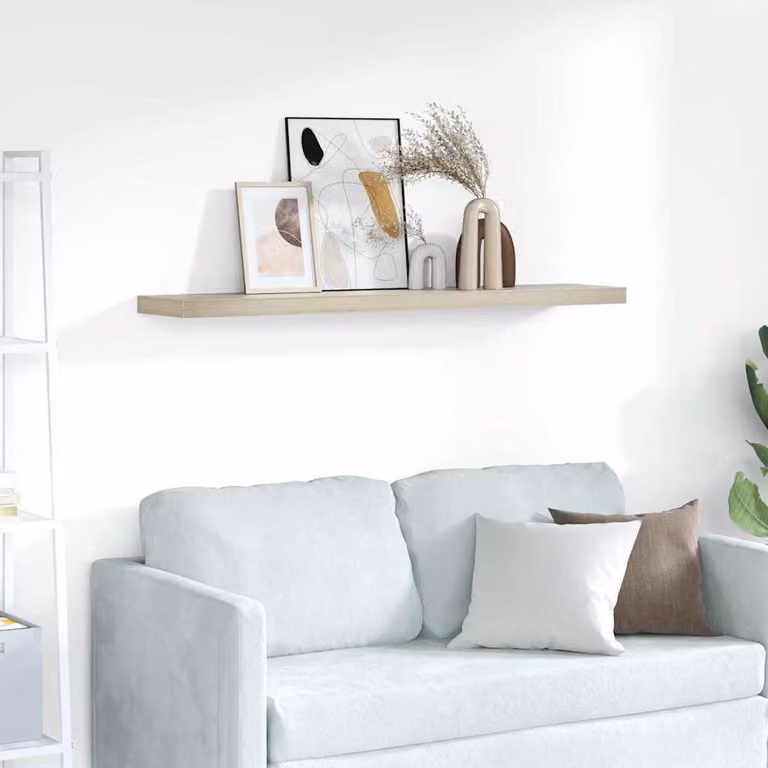 Scaffale a Parete Moderno vidaXL in MDF e Metallo, Colore Marrone/Beige, L: 120 cm, P: 23,5 cm, H: 3,8 cm
