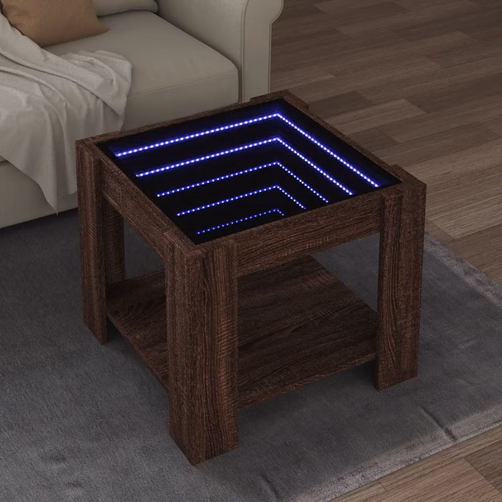vidaXL Tavolino da salotto moderno in legno color rovere marrone, L 53 cm x P 53 cm x H 45 cm