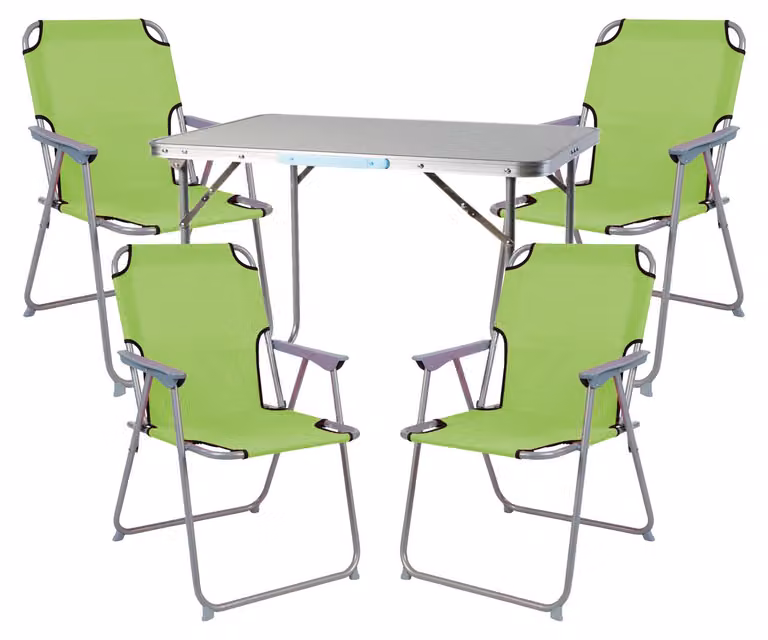 Set di mobili da campeggio in alluminio, composto da 5 pezzi, dimensioni L70 x P50 x H59 cm, colore verde lime
