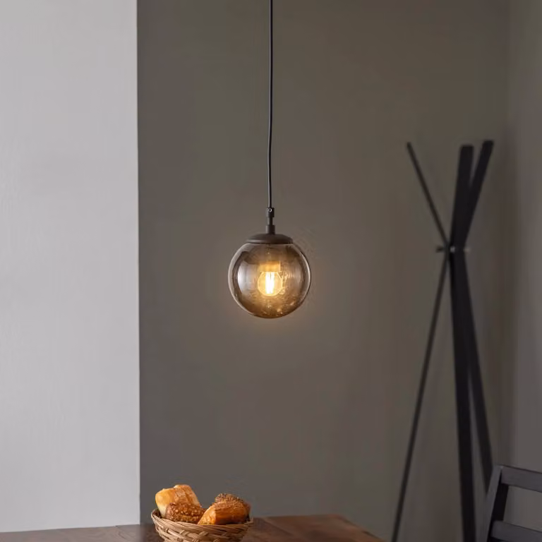 Lampada a sospensione in vetro Efe 2155 Opviq, dimmerabile, Alluminio / Grigio / Zincato, Soggiorno / Sala da pranzo, Vetro, Moderno, Lampada a sospensione
