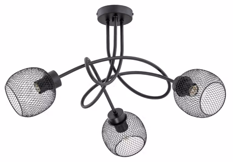 Lampada da soffitto PRAXIDE nera 3xE27x15W in metallo, dimensioni: 36x65x65 cm, IP20, Alfa