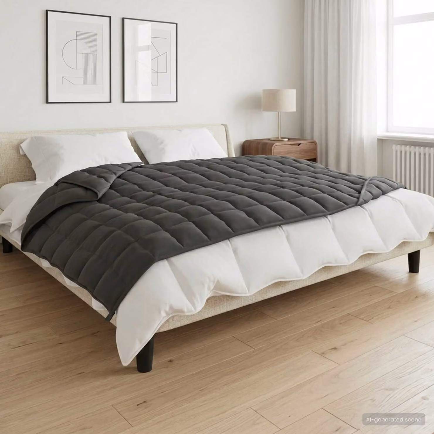 Coperta Ponderata vidaXL Antracite in 100% Cotone L: 152 cm, P: 203 cm, Peso: 11 kg