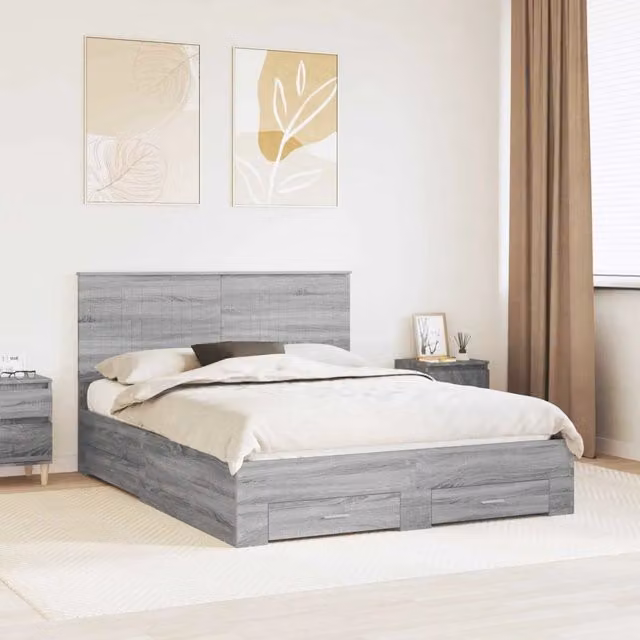 Struttura del letto con cassetto Grigio Sonoma 150 x 200 cm 3411294