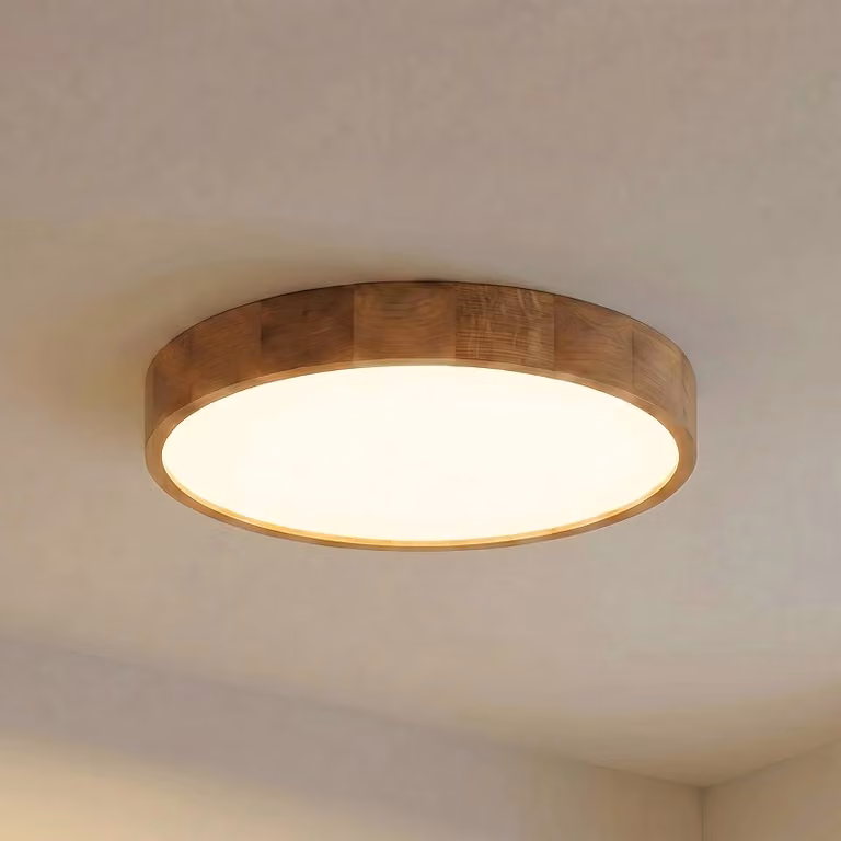 Plafoniera soffitto Cleo TEMAR LIGHTING, dimmerabile, Legno chiaro, Soggiorno / Sala da pranzo, Legno, Moderno, Plafoniera