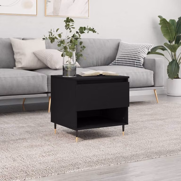 vidaXL Tavolino da Salotto Moderno Nero L: 46 cm, P: 46 cm, H: 50 cm
