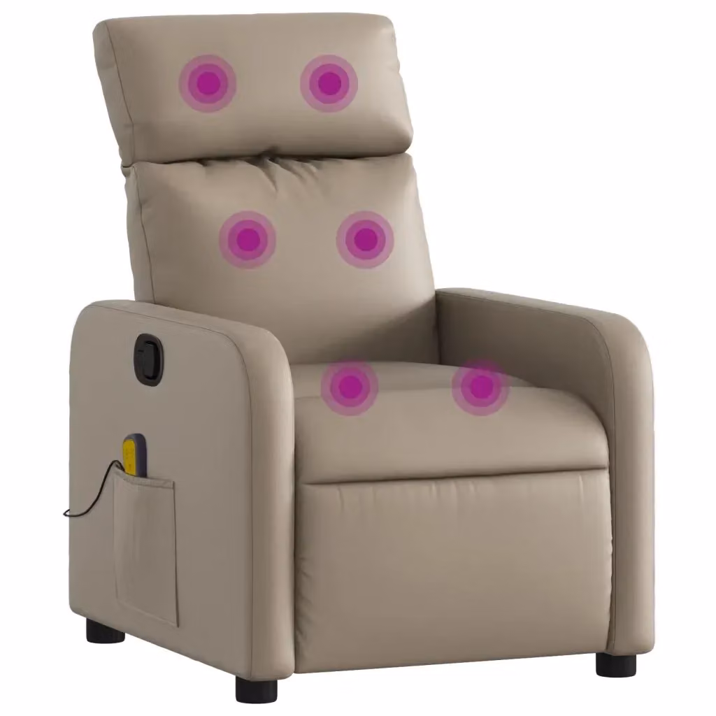 Poltrona relax reclinabile vidaXL in similpelle beige con braccioli per soggiorno – 2