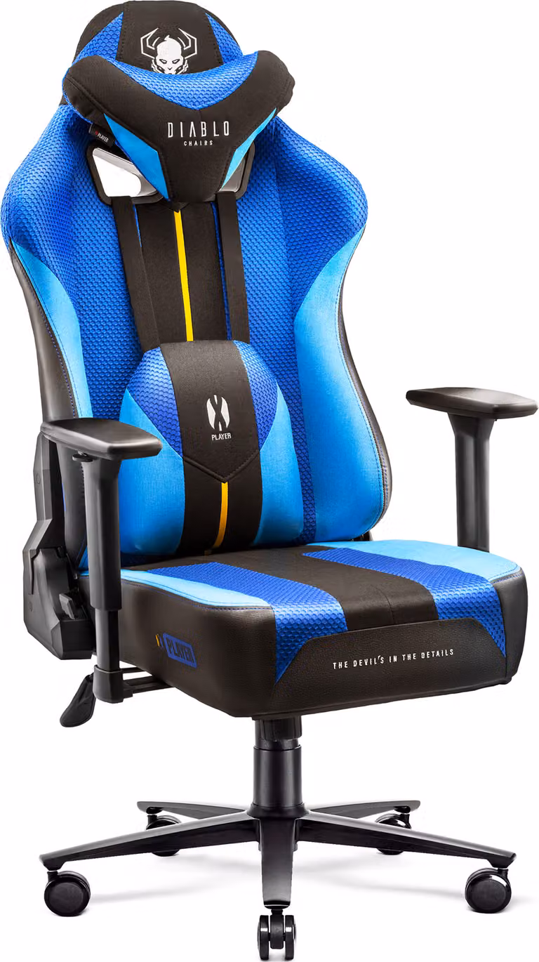 Diablo X-Player Gaming Chair Sedia da ufficio Tessuto 3D Braccioli Design Ergonomico Cuscino Collo/Lombare Frost Black Normale L