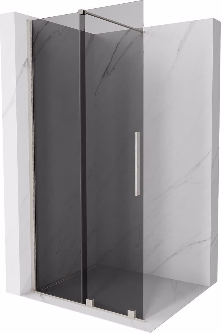 Mexen Velar parete doccia scorrevole Walk-in 85 x 200 cm, grafite 8 mm, nichel spazzolato - 871-085-000-43-97