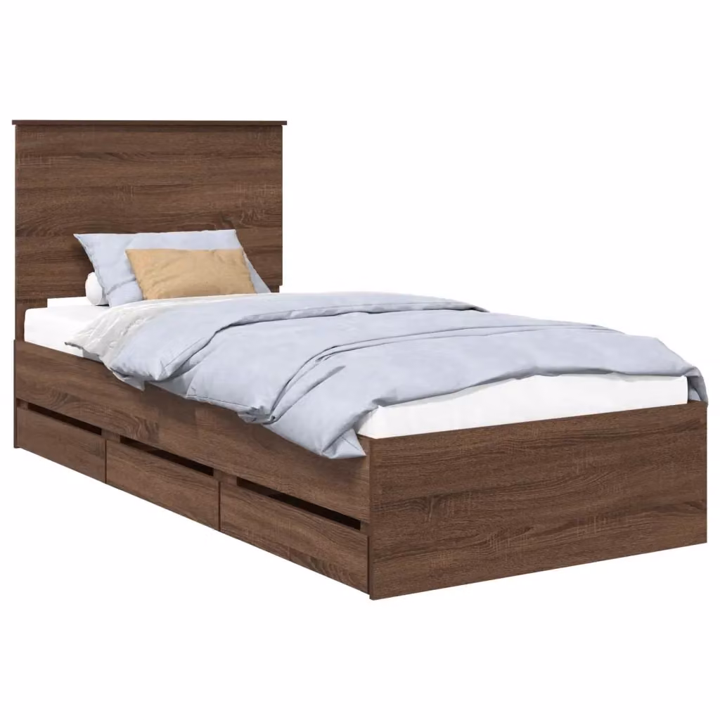 Struttura letto moderno con cassetto vidaXL in legno rovere marrone L 190 x P 75 x H 200 cm – 2