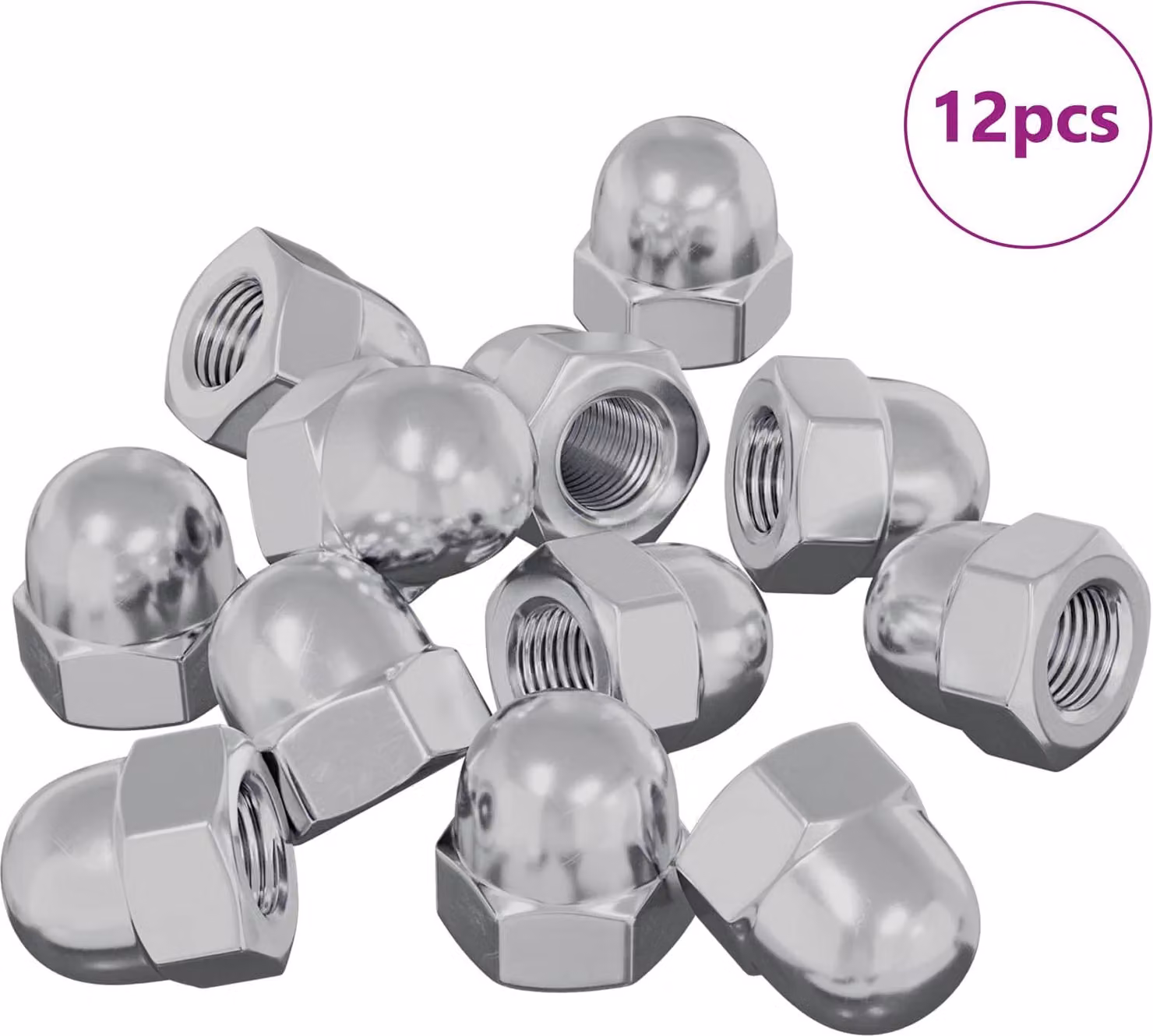 Nuts Esagonali a Ghianda 12 pcs Argento m8 Metallo