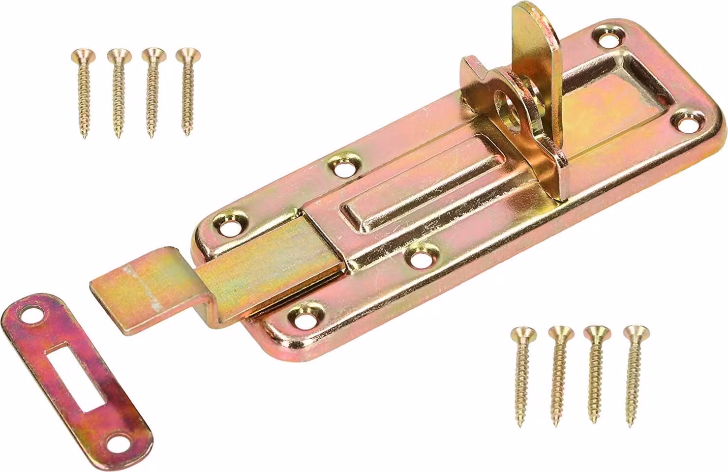 KOTARBAU® Catenaccio a manovella 120 mm con frontale per porte Zincato giallo Zincato universale