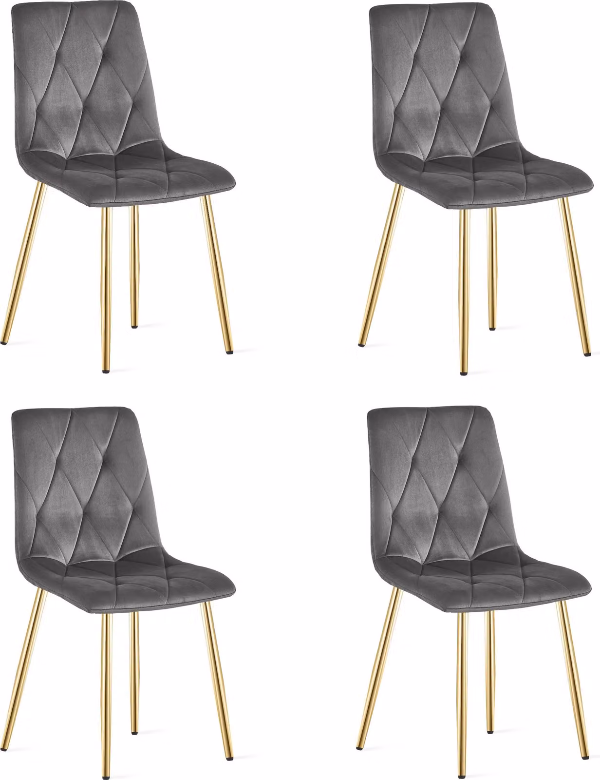 Sedia LIBRA - velluto grigio scuro / gambe color oro x 4