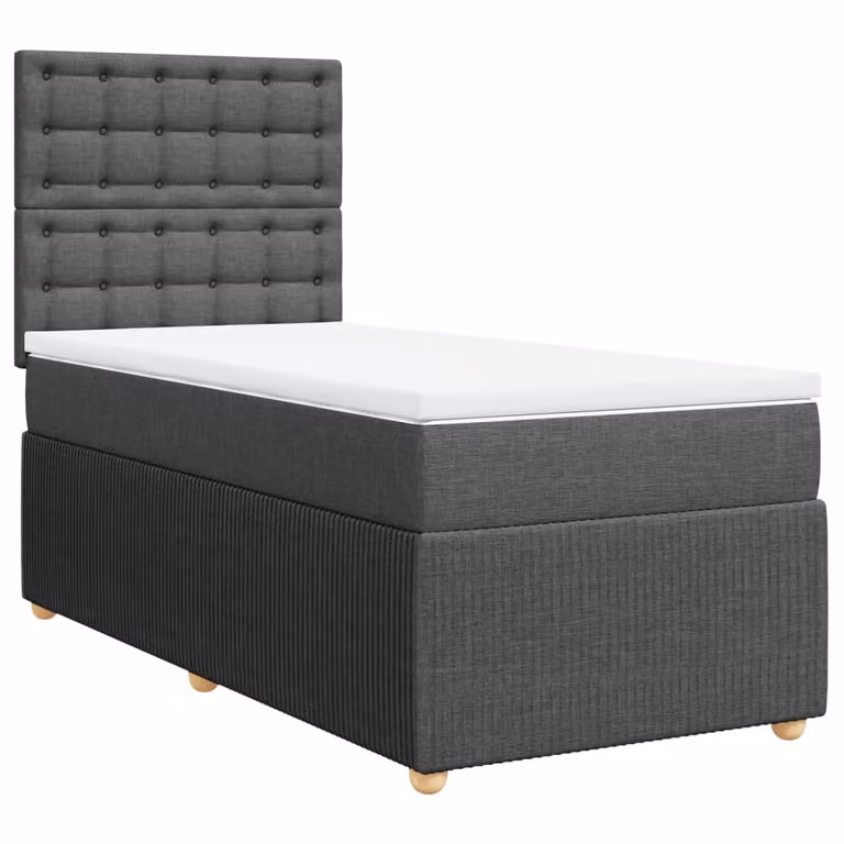 Giroletto a Molle con Materasso Grigio Scuro 90x200 cm Tessuto