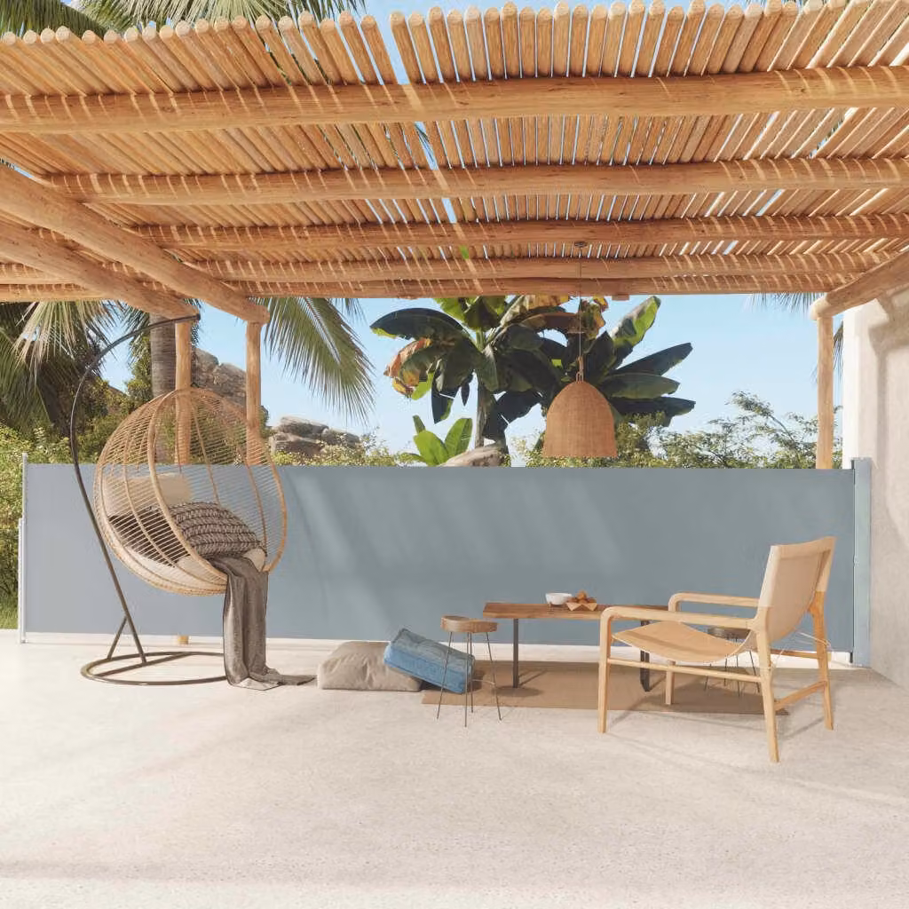 The Living Store Tenda laterale estensibile 117x600 cm Grigio