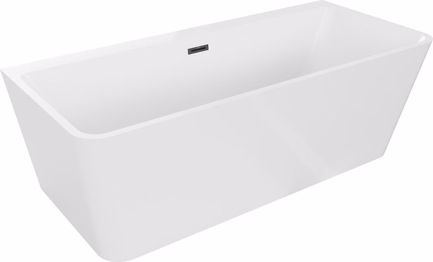 Mexen Volta vasca da bagno freestanding a muro 150 x 75 cm, bianca, troppo pieno nero - 51131507500-70