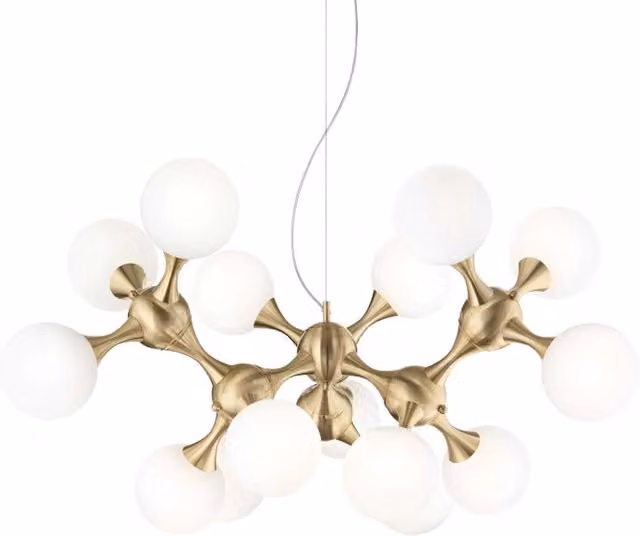 Lampada a sospensione Nodi Sp15 Ideal-Lux in ottone e vetro bianco con altezza regolabile