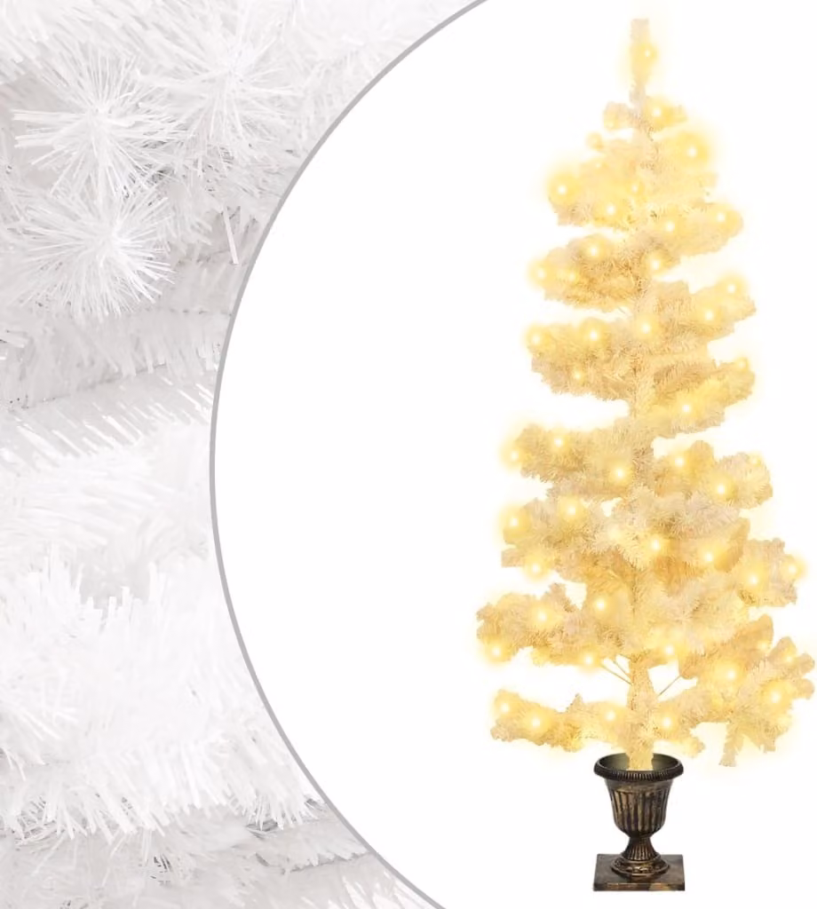Maison Exclusive - Albero di Natale a spirale con illuminazione e vaso, colore bianco, altezza 120 cm