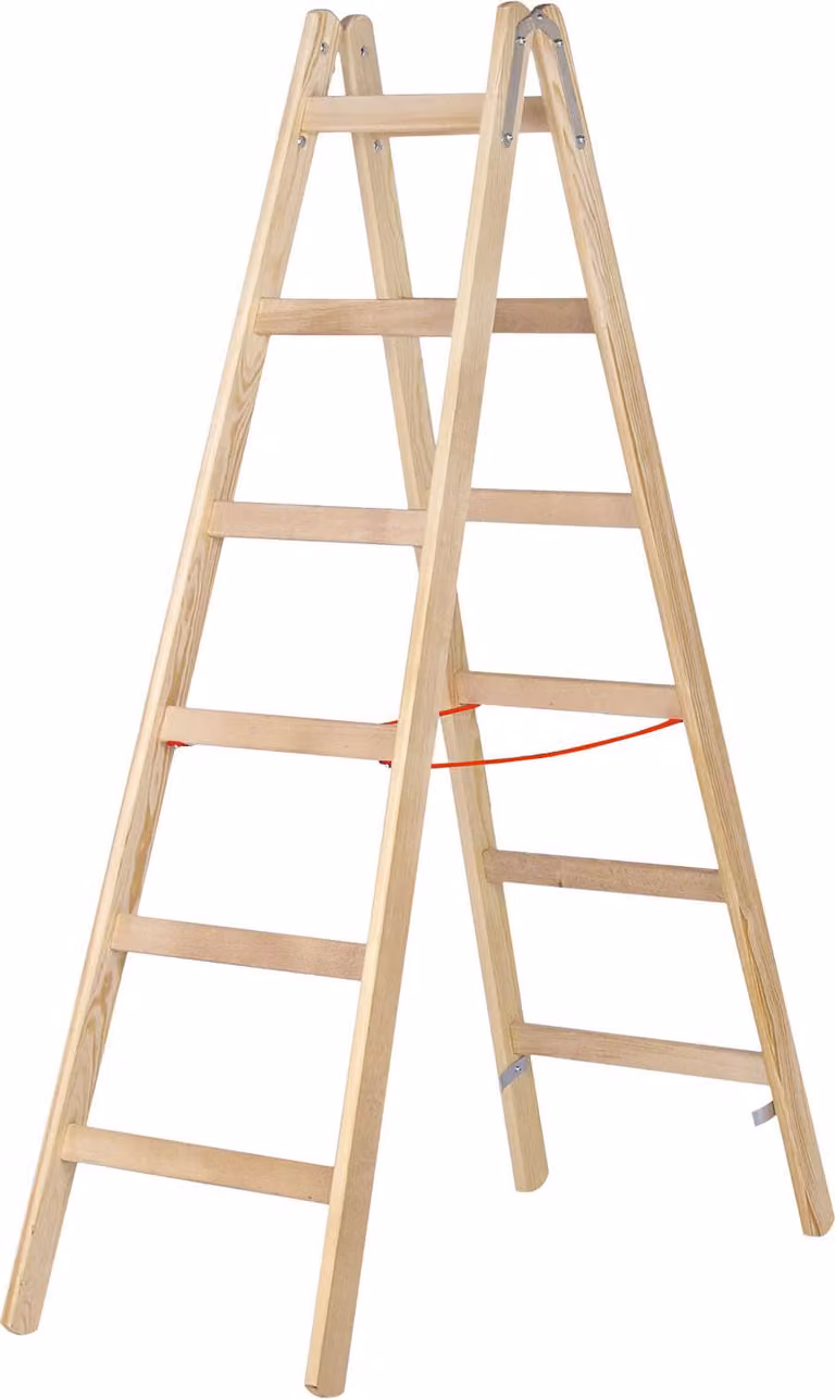 Scala a pioli in legno Hymer, accessibile da entrambi i lati, 2x12 pioli, altezza verticale 3,30 m, altezza massima 4,75 m, peso 25,0 kg