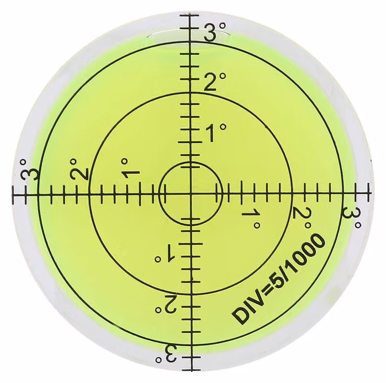 Livella a bolla rotonda, diametro 60 mm, fluorescente, per livellamento