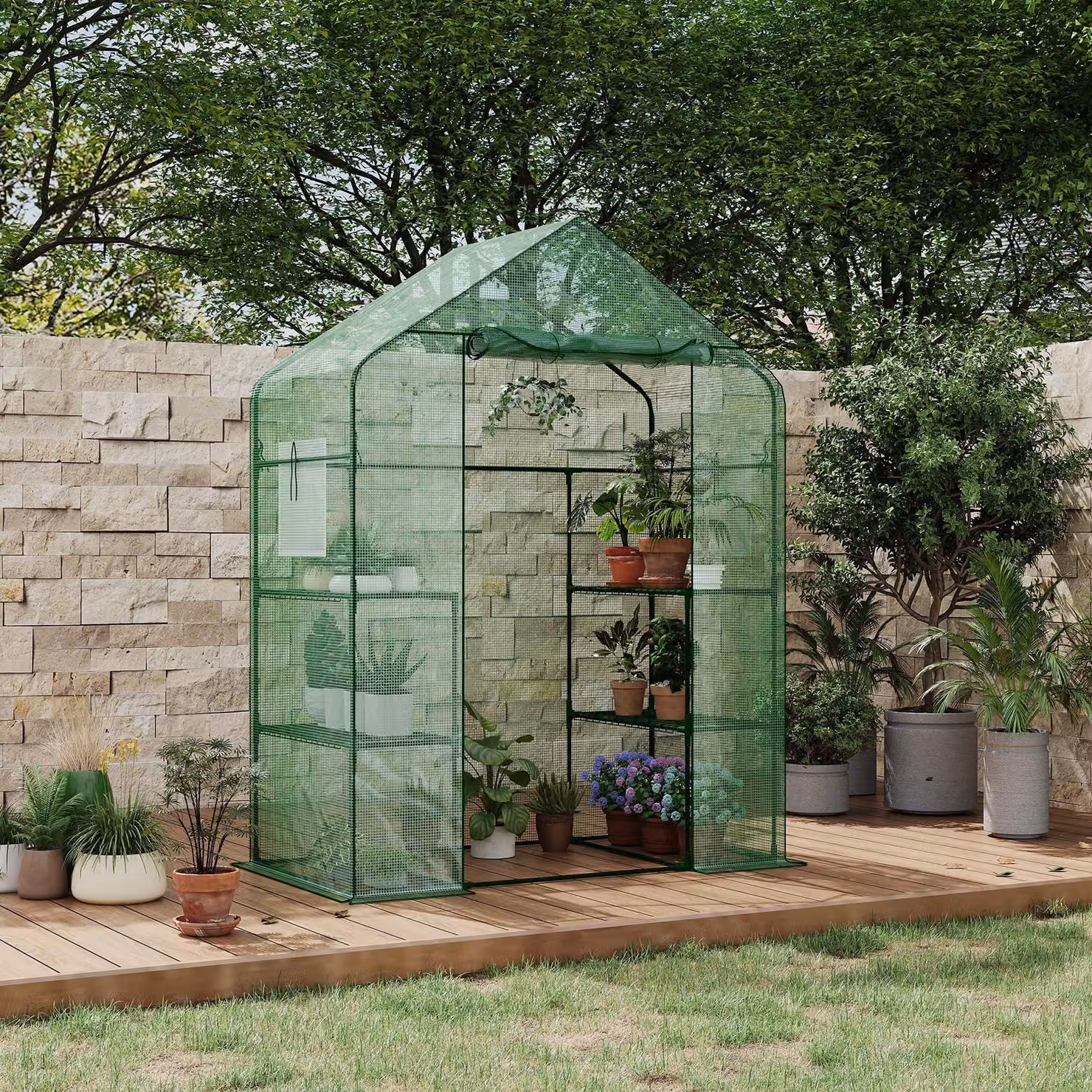 Serra da giardino autoportante, dimensioni 143 x 73 x 195 cm, serra per piante con copertura in plastica PE
