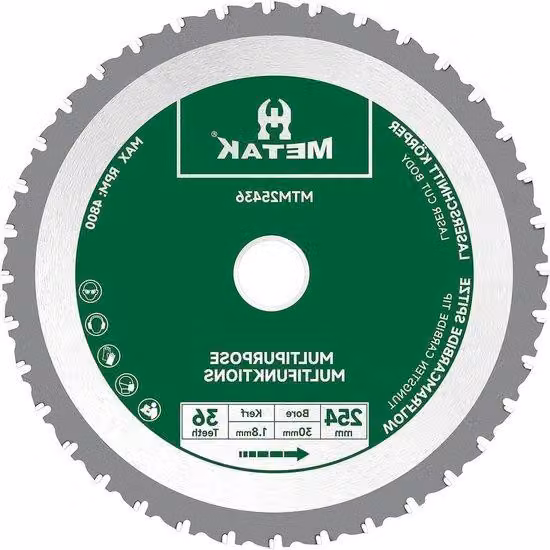 Lama circolare da 254 mm, 36 denti, per acciaio, alluminio, legno e metallo