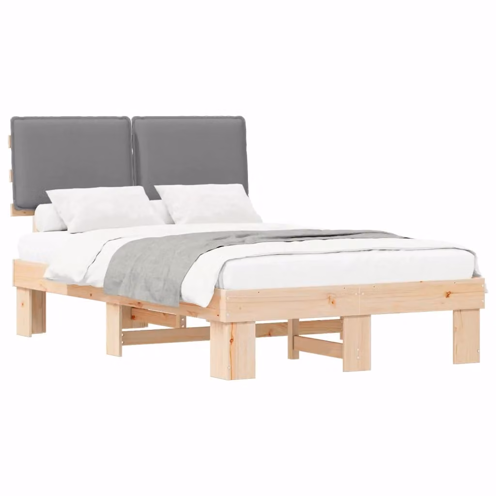 Letto con Testiera Rivestita in Tessuto Grigio vidaXL L/P: 120 x 200 cm – 2
