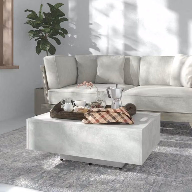 vidaXL Tavolino da salotto moderno in legno e composito, Grigio, L: 85 cm, P: 55 cm, H: 31 cm