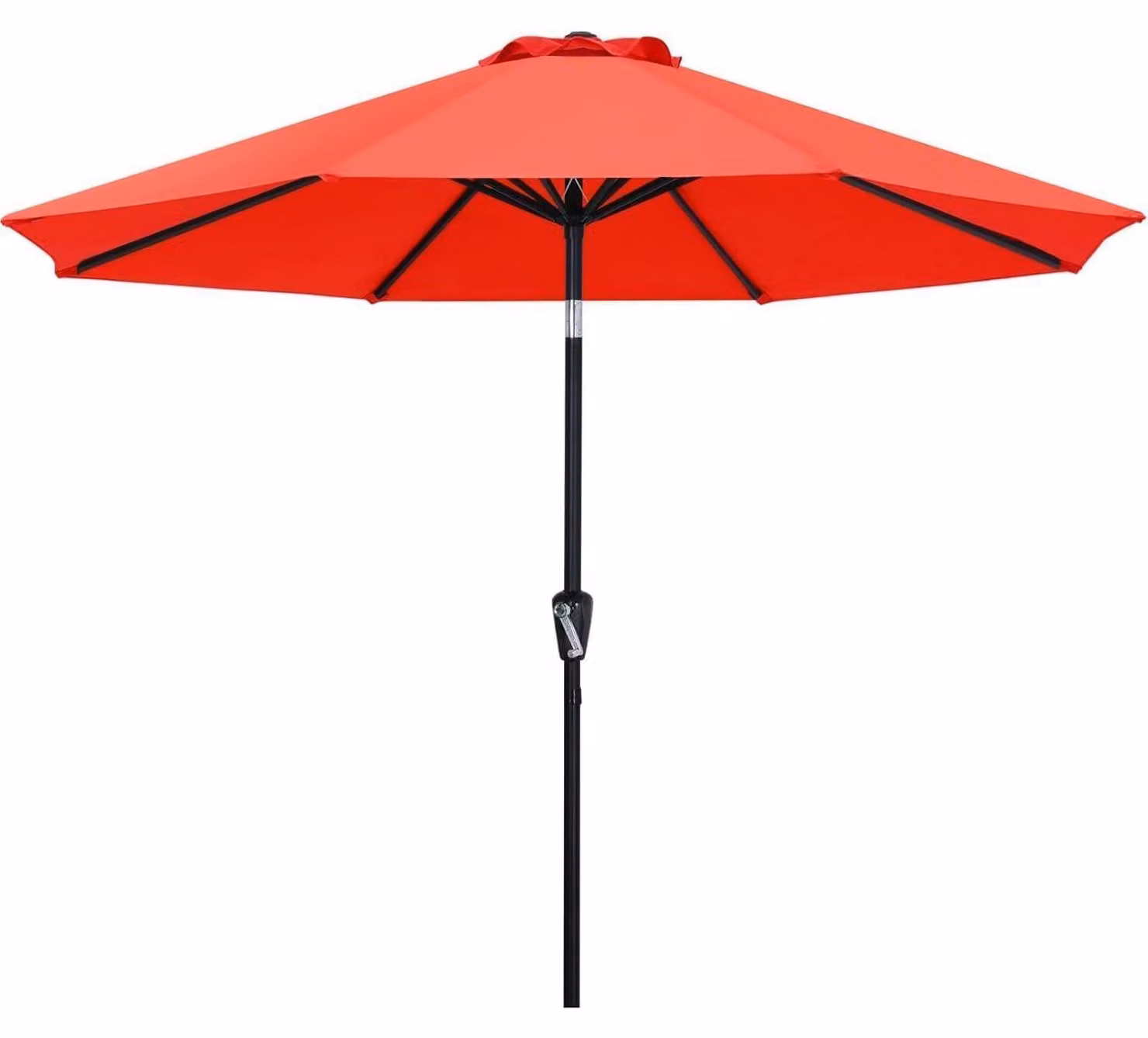 Ombrellone da esterno, diametro 270 cm, colore rosso, resistente all'acqua, struttura in alluminio, con manovella e funzione di inclinazione
