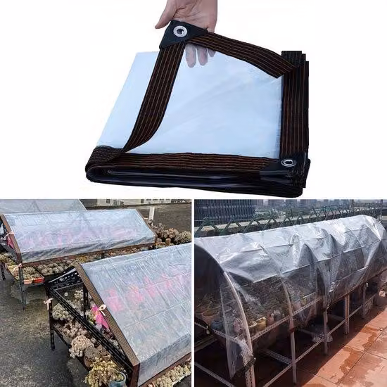 Telo protettivo trasparente – 2 x 3 metri – Telo in PVC impermeabile con occhielli – Protezione da pioggia e polvere – Telo protettivo trasparente per terrazza, giardino