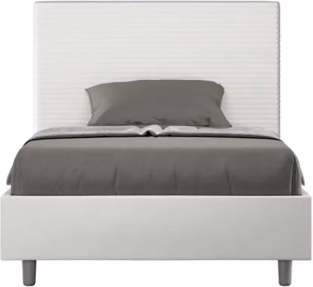 Letto matrimoniale francese senza rete imbottito 140x200 similpelle bianco Focus