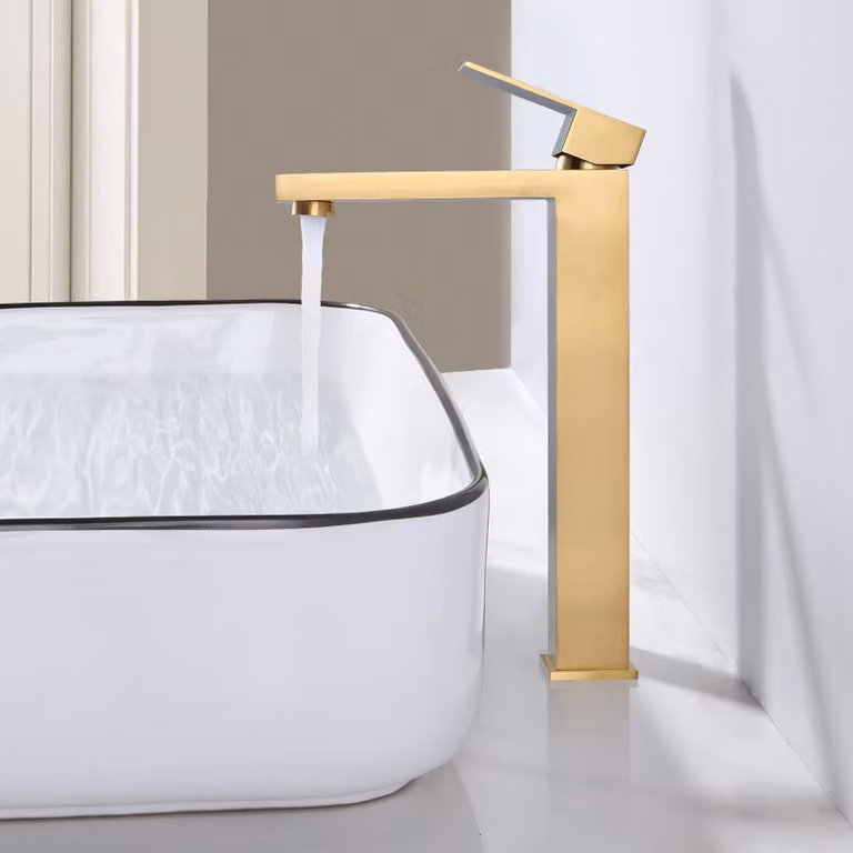 Miscelatore per lavabo, acciaio inossidabile 304, finitura oro, tubi da 60 cm
