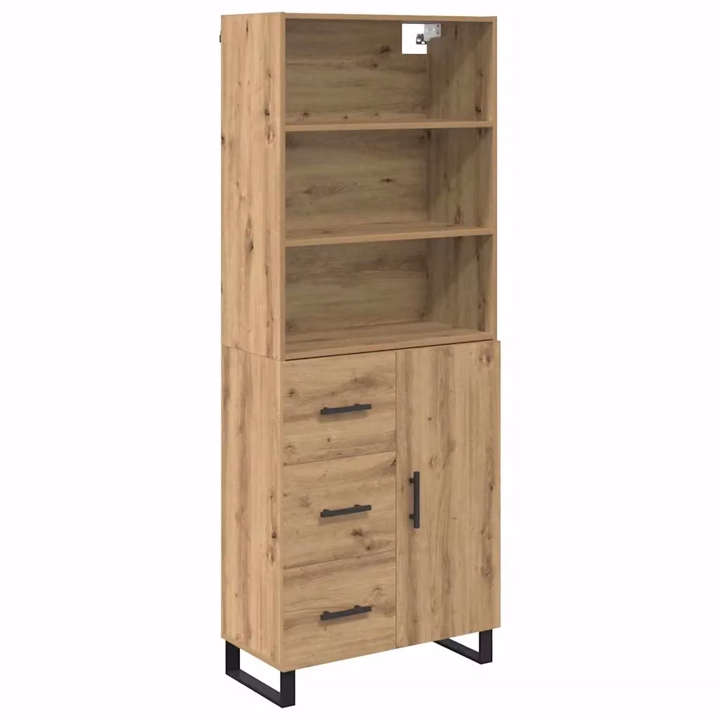 Set di 2 credenze moderne vidaXL in rovere marrone L: 69,5 cm, P: 34 cm, H: 180 cm – 2