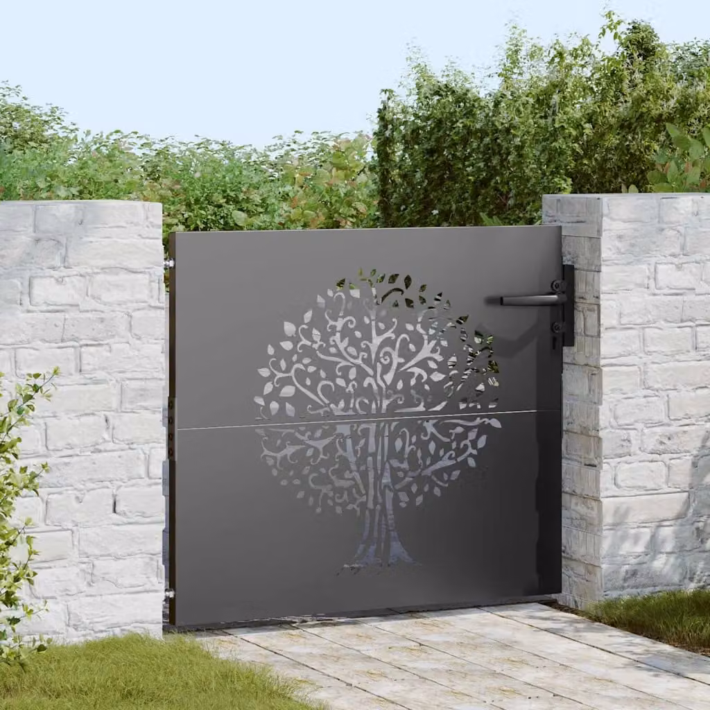 Cancello da giardino singolo vidaXL in acciaio nero L: 85 cm, H: 100 cm