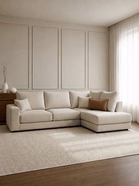 Orson divano angolare destro 5 posti beige Kenay Home L: 299 cm