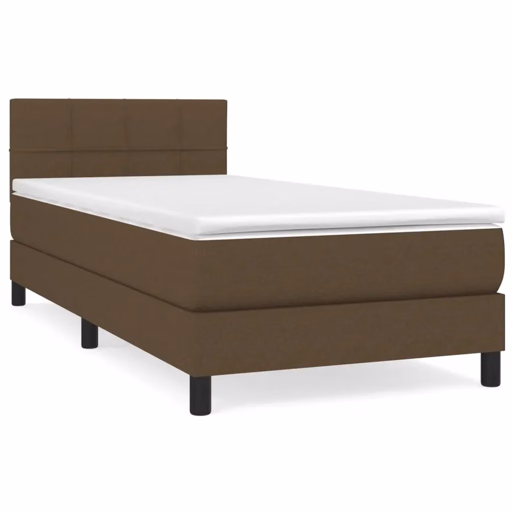vidaXL Giroletto a Molle con Materasso in Tessuto Marrone Scuro e Bianco L/P/H: 190 x 90 x 40 cm – 2