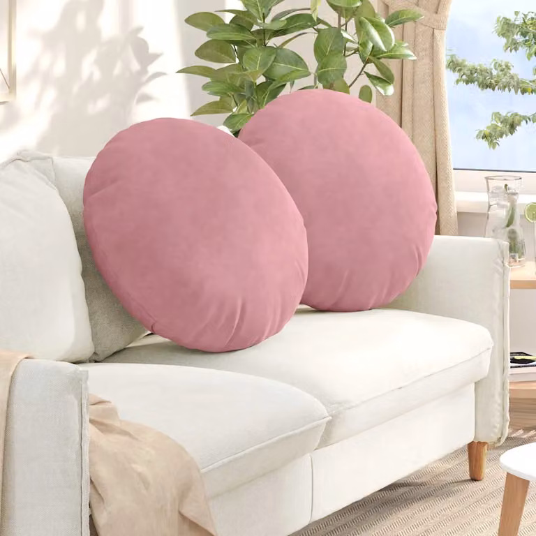 Set di 2 cuscini per seduta rotondi vidaXL in velluto rosa, Ø 60 cm x 21 cm