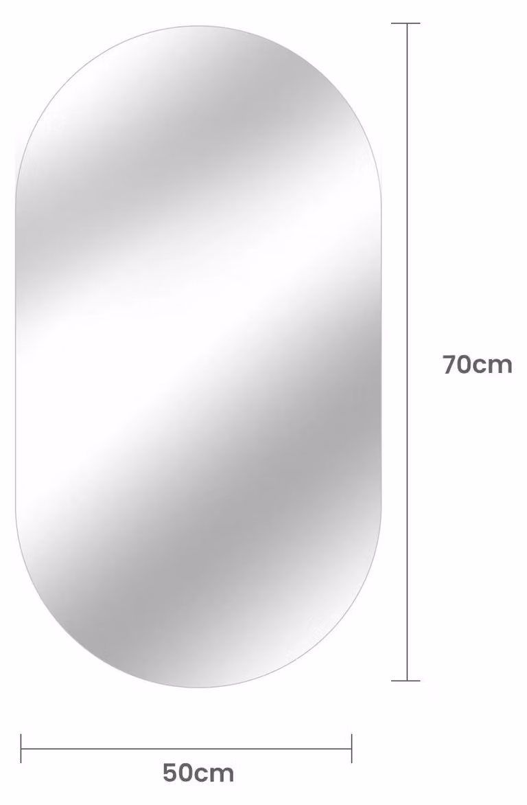 Specchio da parete ovale - Specchio decorativo - Senza cornice - 50 x 70 cm - Pellicola di sicurezza anti-schegge - Alta risoluzione - Senza distorsioni - Stile classico