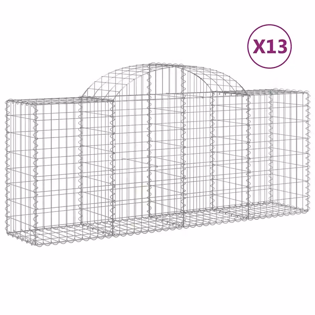 Set di 13 Cesti Gabbioni ad Arco vidaXL in Acciaio Zincato Argento L: 200 cm, P: 50 cm, H: 80-100 cm – 2