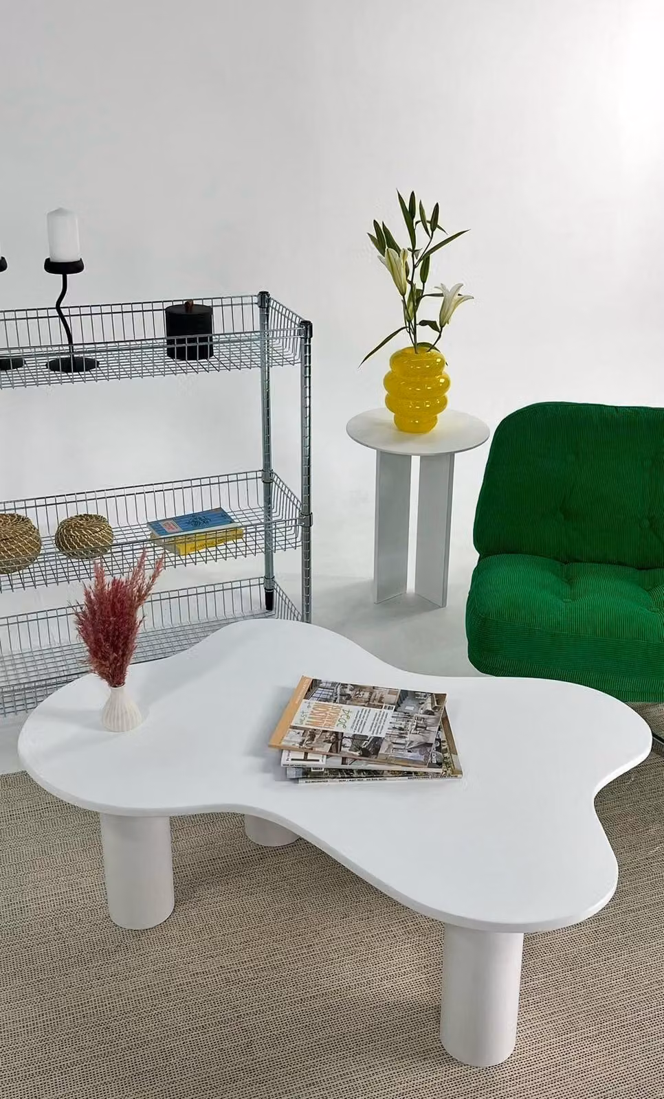 Skye Decor, Bloom - Bianco, tavolino, bianco, MDF, 110 x 40 x 70 cm