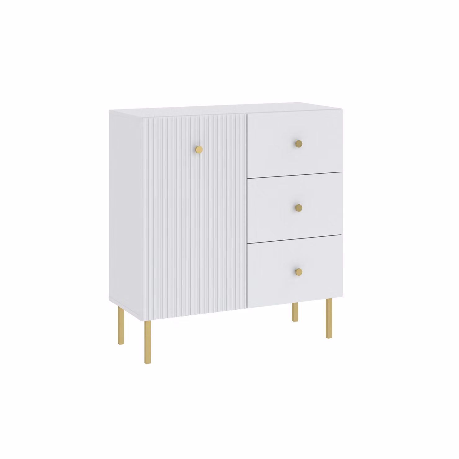 Cassettiera combinata HASKEL - bianco + oro